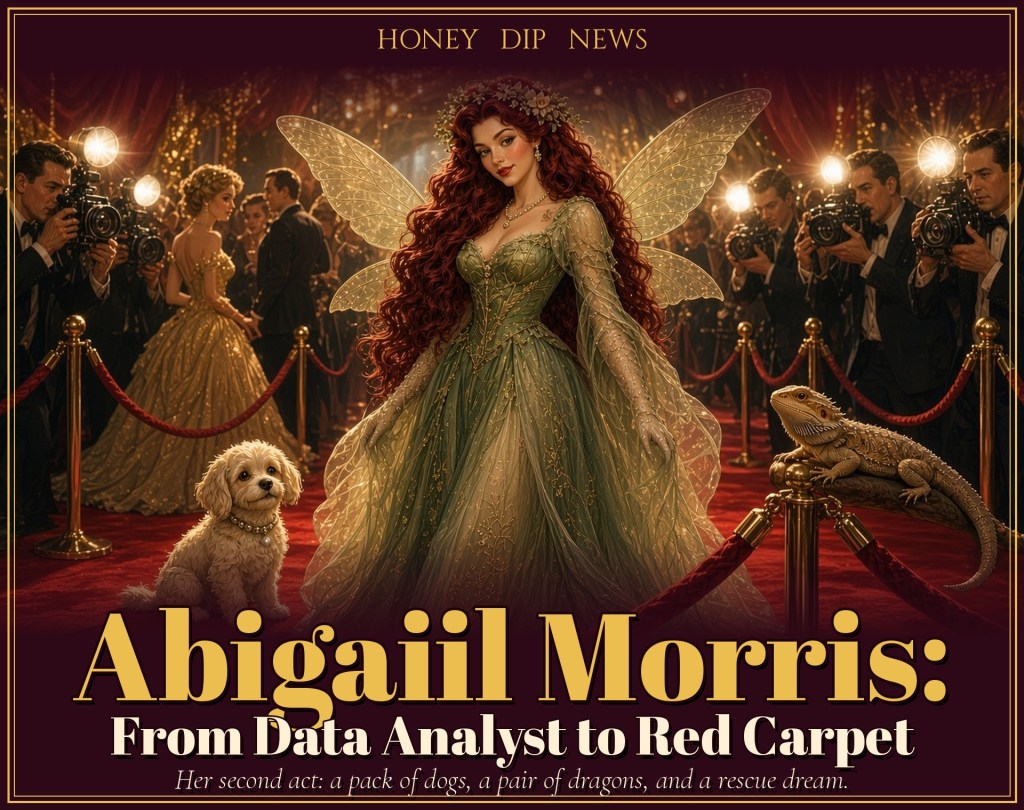 Abigaiil Morris as a fairy on the AVN red carpet, Honey Dip News feature